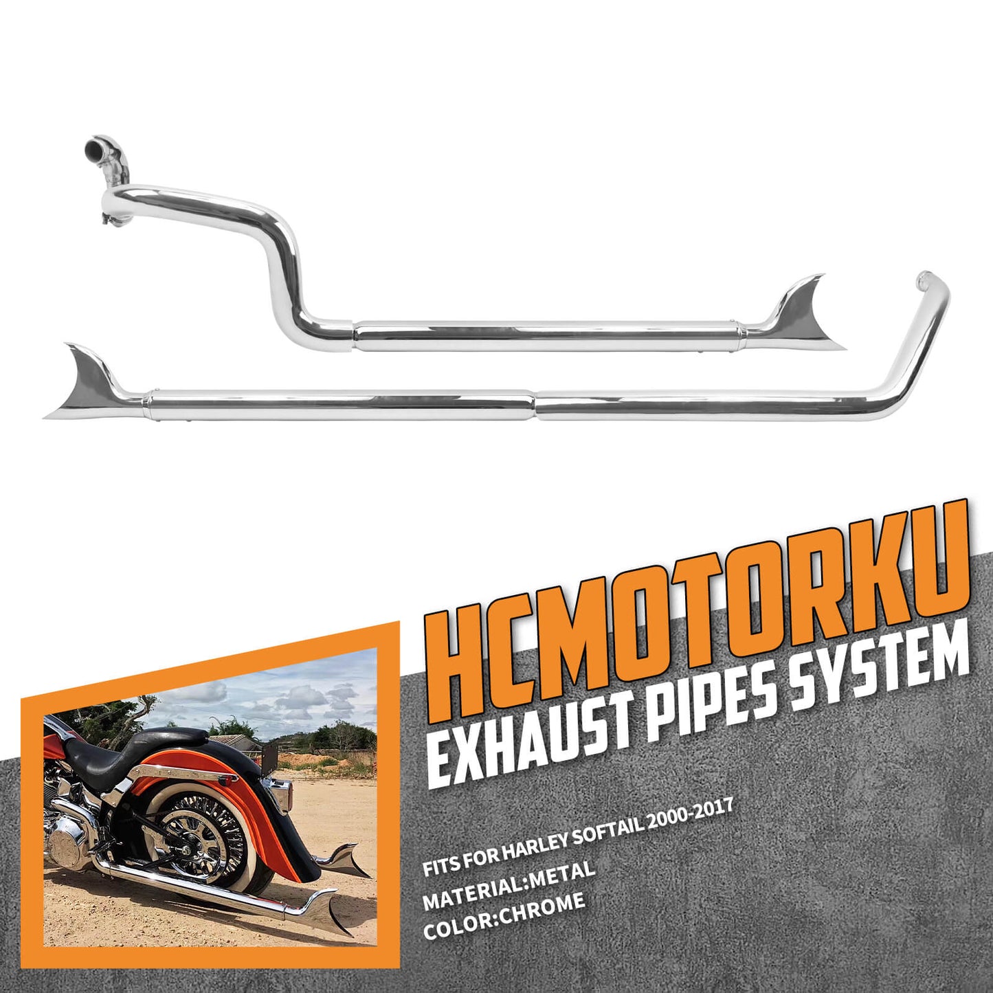 Mufflers Kits Exhaust Pipes For Harley Tail Exhaust Dual Fatboy 2007-2017 Softail | HCmotorku