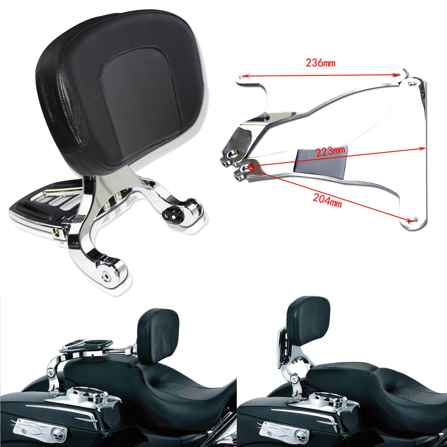 Multi-Purpose Driver & Passenger Backrest Chrome Fit For Harley Fat Boy 2007-2017 | HCmotorku