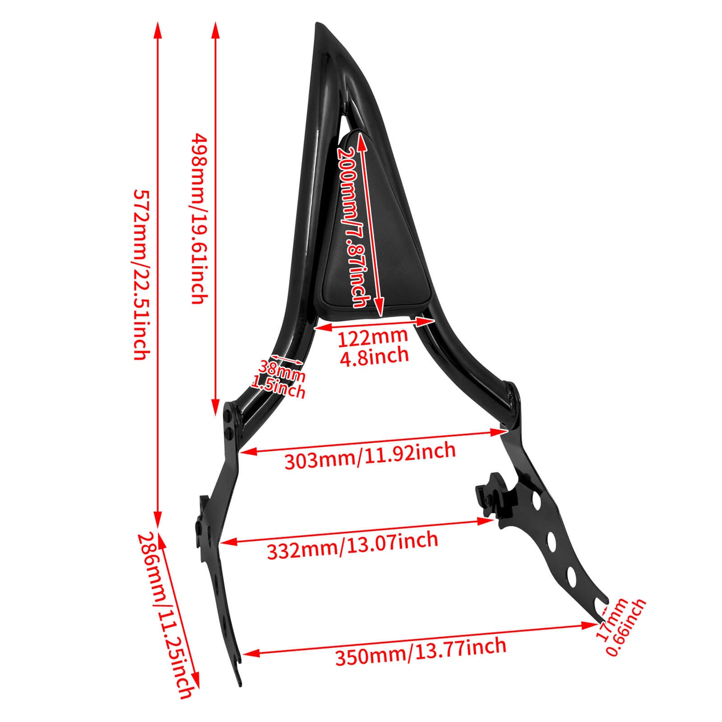 Detachable Passenger Backrest w/ Pad Sissy Bar Black For Harley Breakout 2013-2023 | HCmotorku