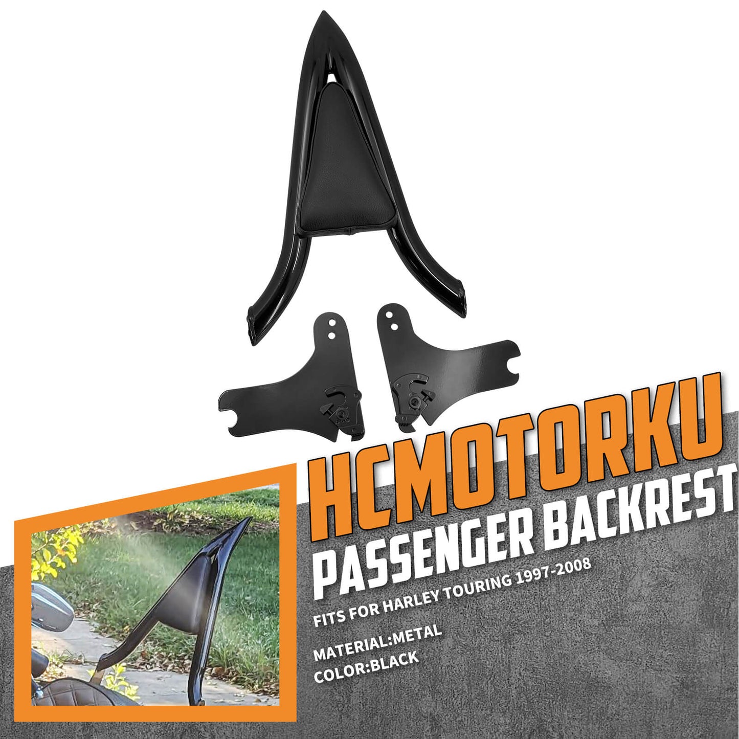 Detachable Passenger Backrest Sissy Bar Fit Harley Touring 1997-2008 | HCmotorku