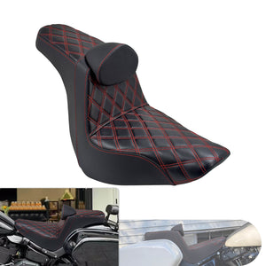 Driver Passenger Gel Seat Red Line w/ Backrest For Harley Low Rider 2018-2024 | HCmotorku