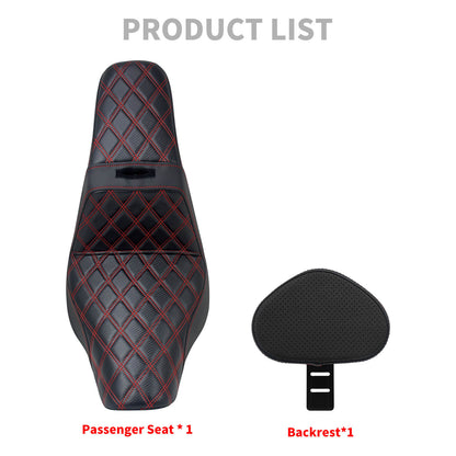 Driver Passenger Gel Seat Red Line w/ Backrest For Harley Low Rider 2018-2024 | HCmotorku