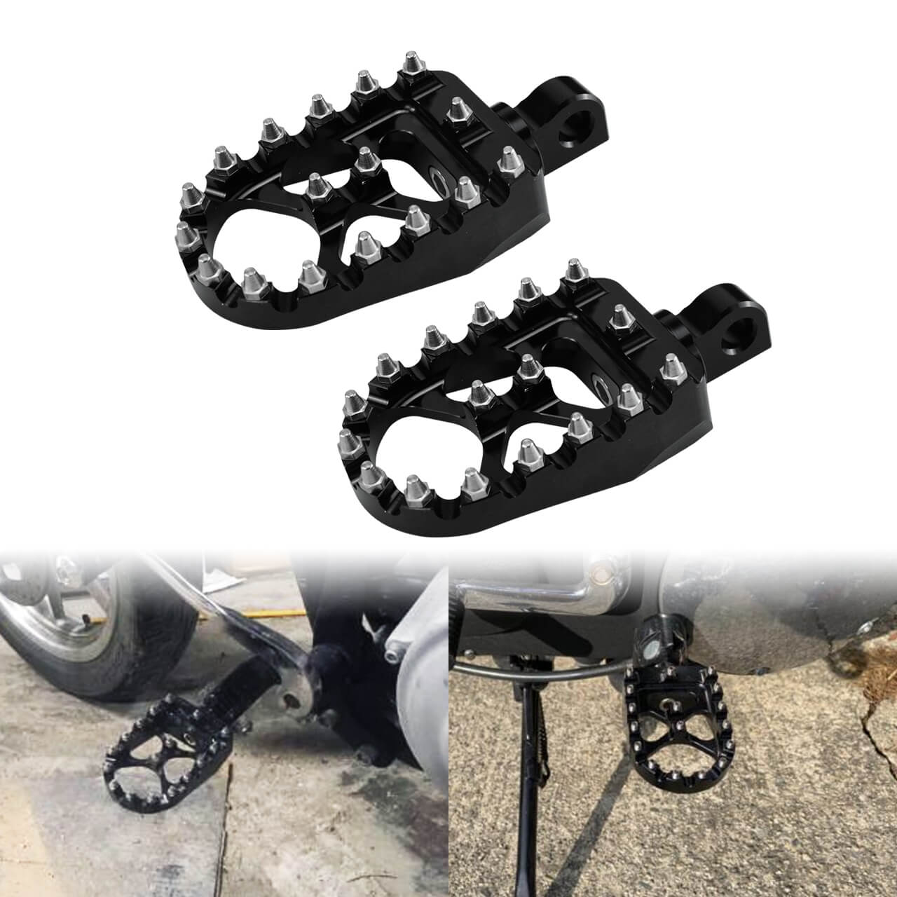 CNC Wide Foot Pegs 360° Roating Offroad Footpegs for Harley | HCmotorku