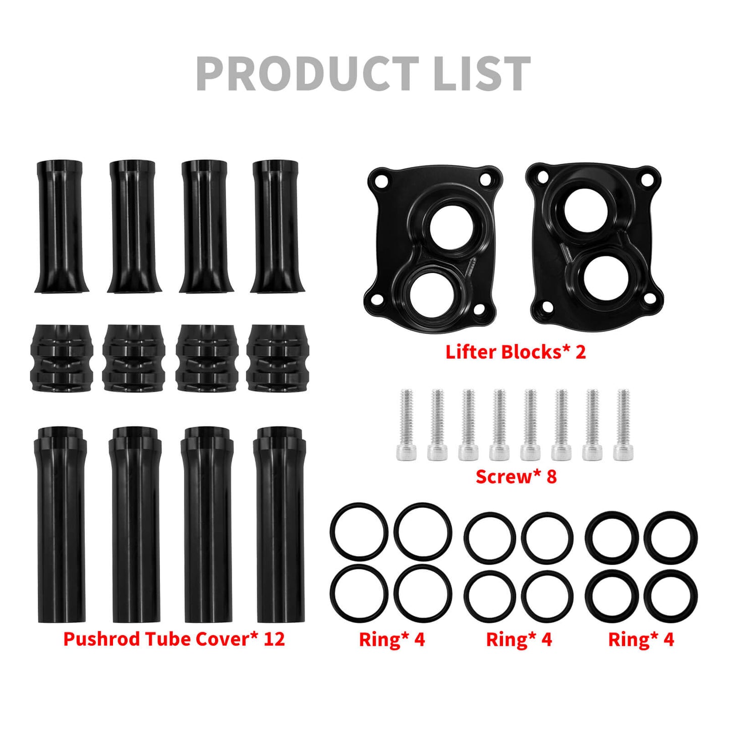 Lifter Blocks Push Rod Tubes Covers Black Fit For Harley M8 Engine Kit 2018-2023 | HCmotorku