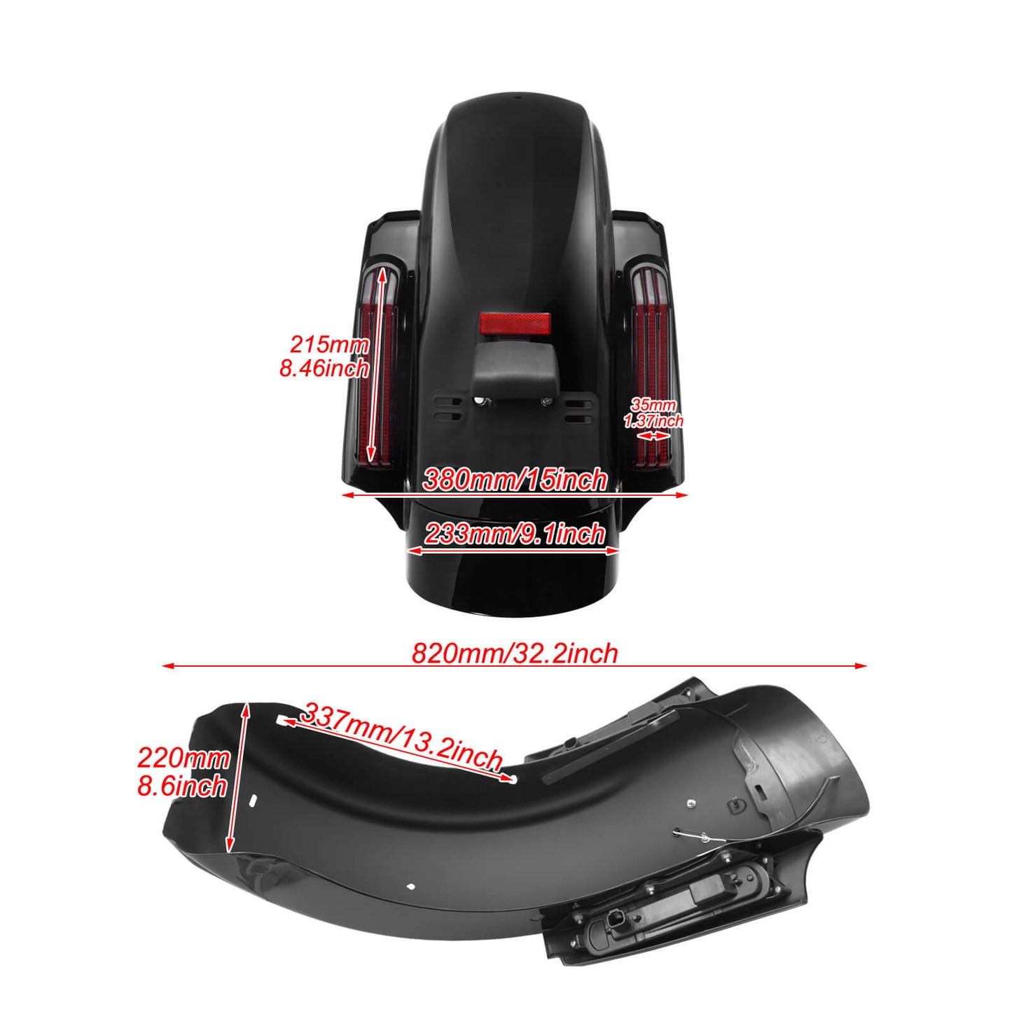 CVO Style Rear Fender LED System Red Lens Fit For Touring Road Glide FLHTK FLHX | HCmotorku