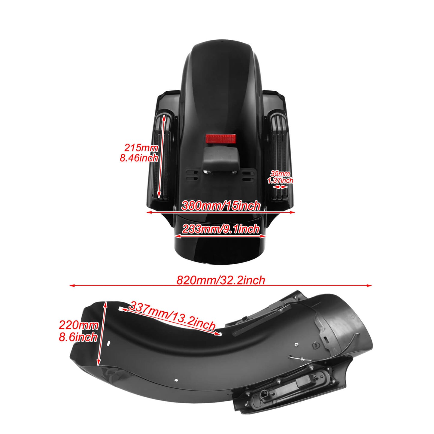 CVO Style Rear Fender System Smoke Lens Black Fit For Harley Touring 2014-2023 | HCmotorku