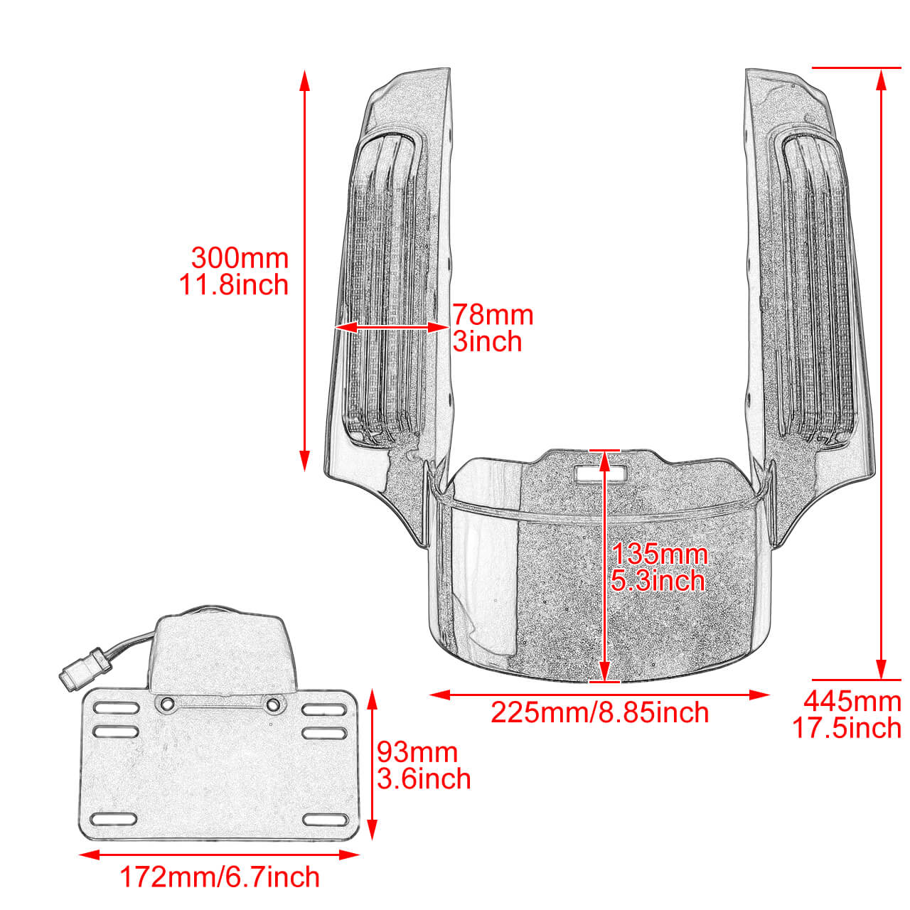 Rear Fender Fascia LED Light w/ Red Lens For Harley Touring Road Street Glide | HCmotorku