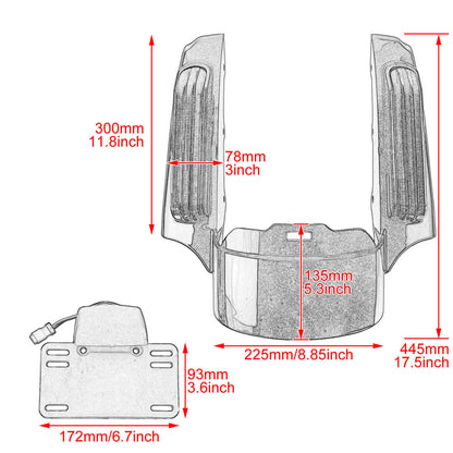 Rear Fender Fascia LED Light w/ Red Lens For Harley Touring Road Street Glide | HCmotorku