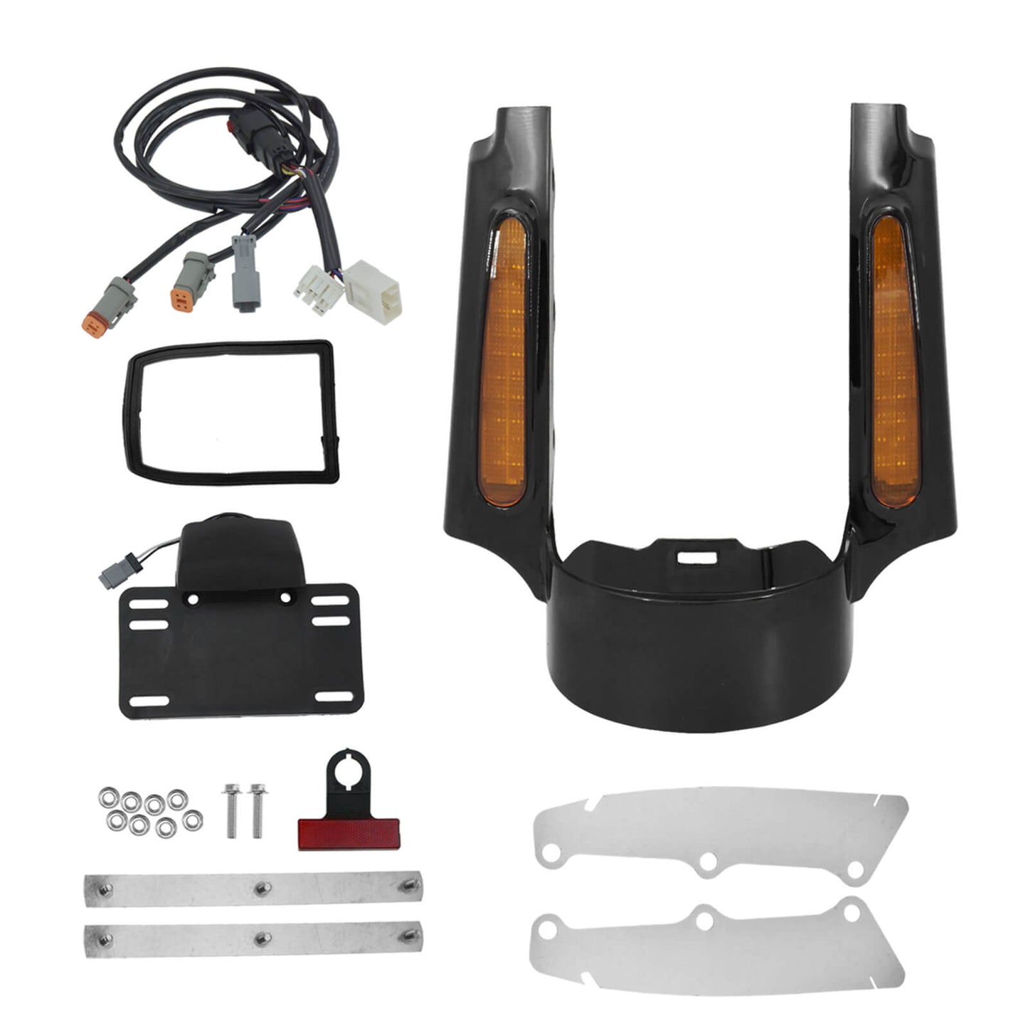 Rear Fender Extension Fascia Set W/ LED Light Fit For Harley Touring 2009-2013 | HCmotorku