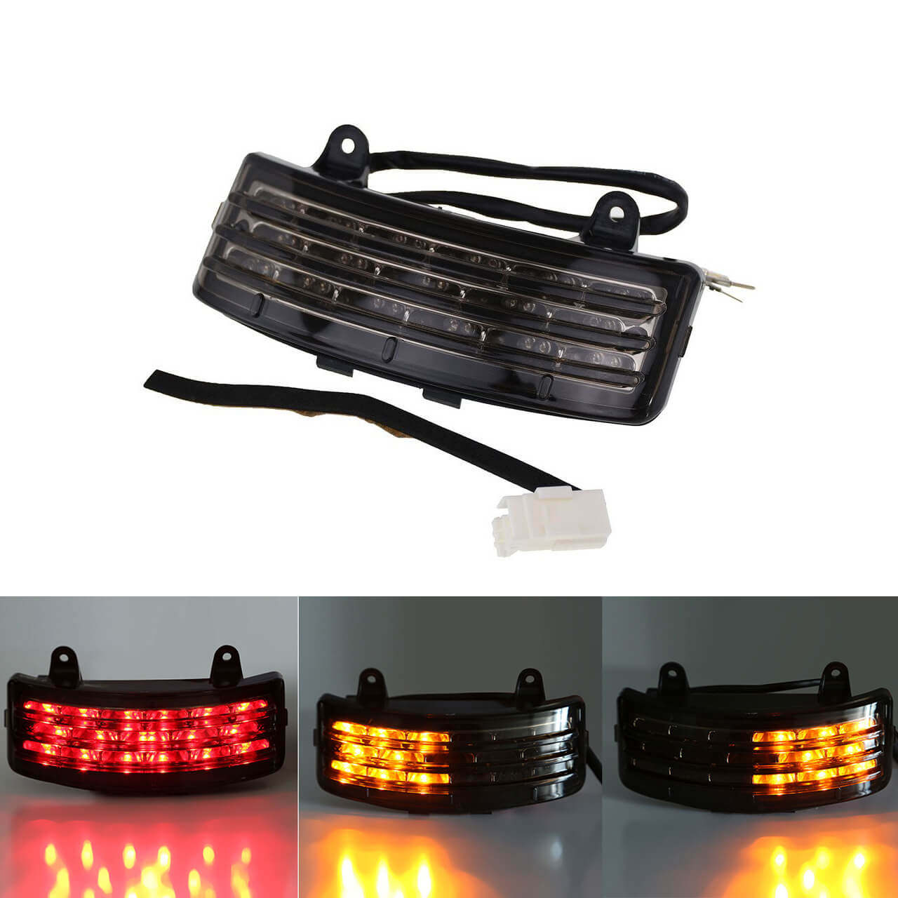 Rear Fender Tri-Bar Light Amber Turn Signal Smoke Taillight Fit For Touring 2014-UP | HCmotorku