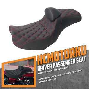 Two-Up Seat Rider Passenger Red Line Fit For Harley Dyna 2006-2017 | HCmotorku
