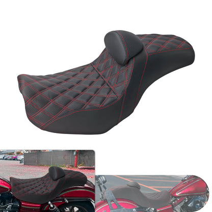 Two-Up Seat Rider Passenger Red Line Fit For Harley Dyna 2006-2017 | HCmotorku