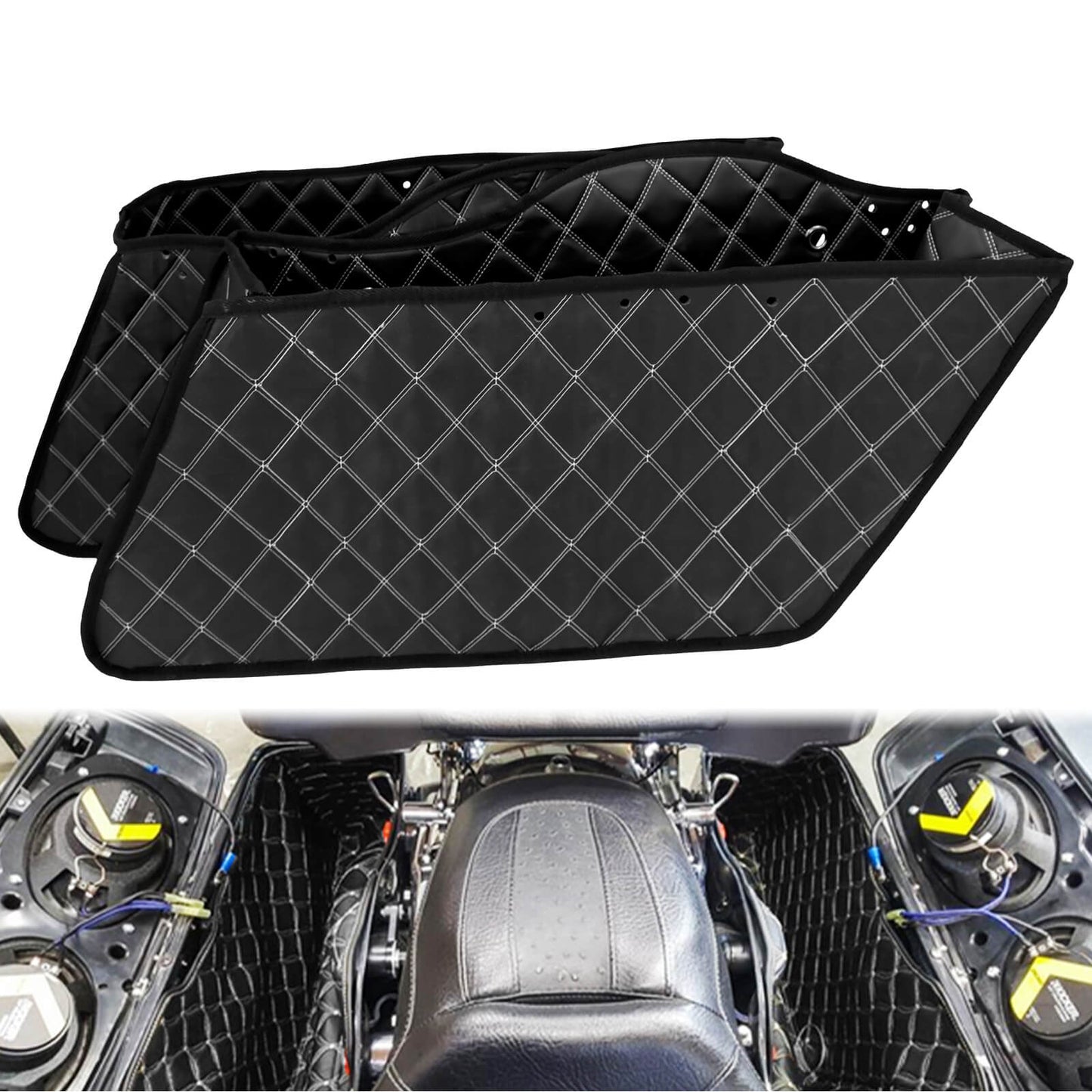 Extended Saddlebag Stretched Inserts Bag w/ White Line For Harley Touring 1993-2013 | HCmotorku