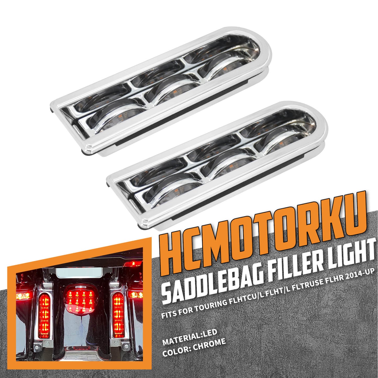 Inserts Saddlebag Support LED Light Chrome For Harley Electra Road Glide 2014-2023 | HCmotorku