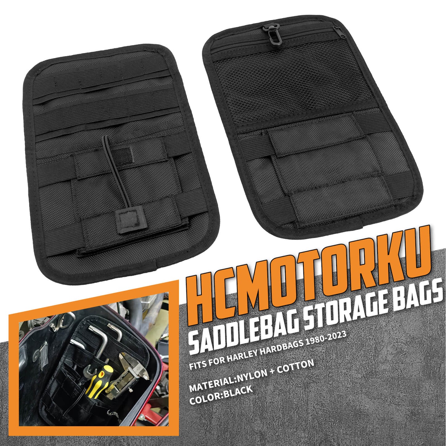 2* Organizer Saddlebag Hard Storage Bags Fits For Harley Touring Bagger 1980-2023 | HCmotorku