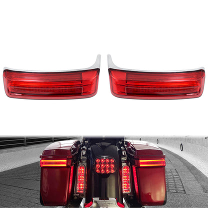 Saddlebag Running Brake Turn Light LED Red Chrome Fit For Harley FLHT 1997-2013 | HCmotorku