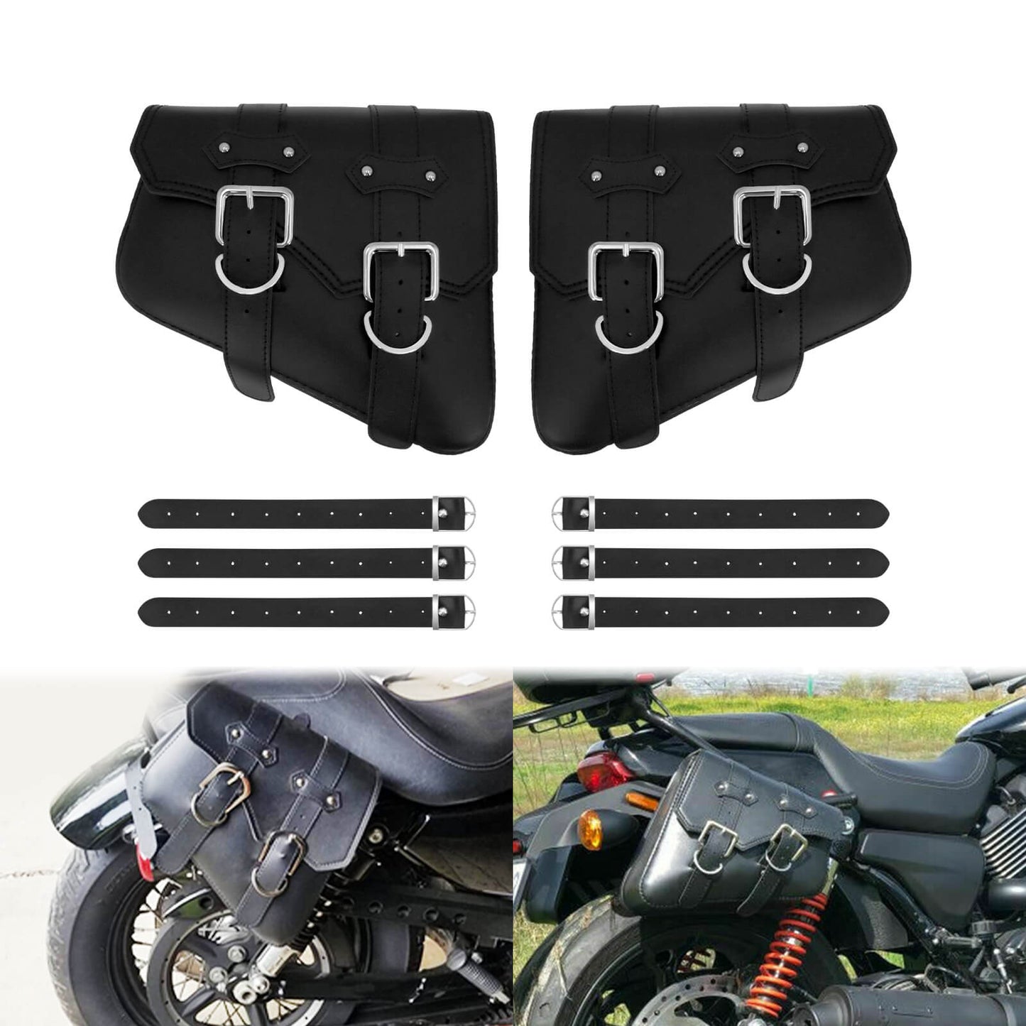 Motorcycle Saddlebag PU Leather Tool Bag Fit Harley Suzuki | HCmotorku