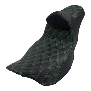 Driver Passenger Seat Cushion Pad Seat Pillion Backrest Green Stitching For Harley Touring 2009-UP | HCmotorku