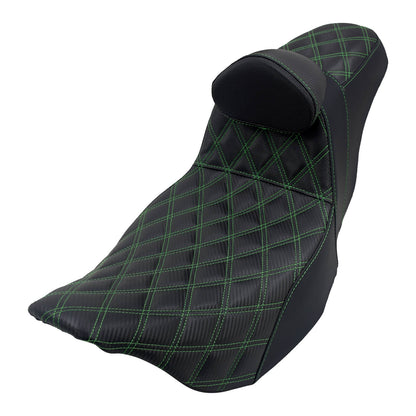 Driver Passenger Seat Cushion Pad Seat Pillion Backrest Green For Harley Touring 2009-UP | HCmotorku