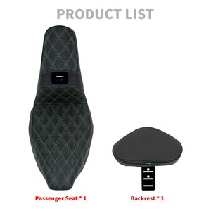 Driver Passenger Seat Cushion Pad Seat Pillion Backrest Green Stitching For Harley Touring 2009-UP | HCmotorku