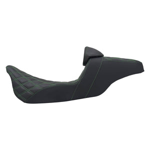 Driver Passenger Seat Cushion Pad Seat Pillion Backrest Green Stitching For Harley Touring 2009-UP | HCmotorku