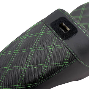 Driver Passenger Seat Cushion Pad Seat Pillion Backrest Green Stitching For Harley Touring 2009-UP | HCmotorku