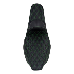 Driver Passenger Seat Cushion Pad Seat Pillion Backrest Green Stitching For Harley Touring 2009-UP | HCmotorku