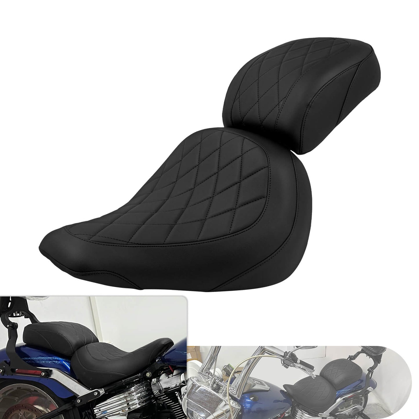 Driver Solo Seat Passenger Pillion Cushion Black Fit For Harley Fat Boy 2018-2024 | HCmotorku