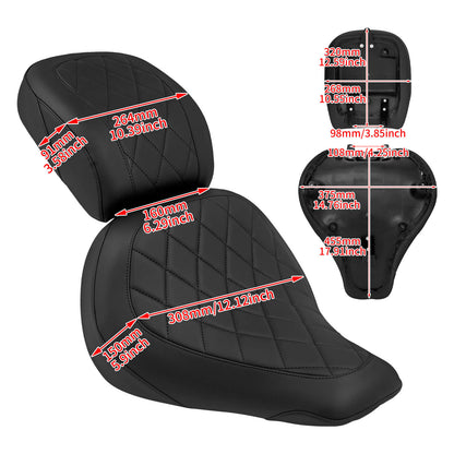 Driver Solo Seat Passenger Pillion Cushion Black Fit For Harley Fat Boy 2018-2024 | HCmotorku