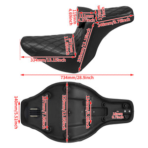 Driver Passenger Gel Seat w/ Backrest Black For Harley Low Rider FXLRST 2018-2024 | HCmotorku