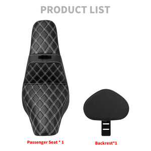 Driver Passenger Gel Seat White Line w/ Backrest For Harley Low Rider 2018-2024 |  HCmotorku
