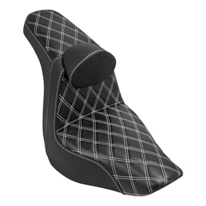 Driver Passenger Gel Seat White Line w/ Backrest For Harley Low Rider 2018-2024 |  HCmotorku