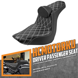 Driver Passenger Gel Seat White Line w/ Backrest For Harley Low Rider 2018-2024 |  HCmotorku