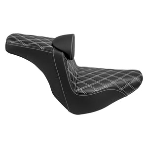 Driver Passenger Gel Seat White Line w/ Backrest For Harley Low Rider 2018-2024 |  HCmotorku