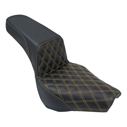 Bevel Two-Up Seat Driver Passenger Seat Yellow Stitching for Harley Softail 2018-2025 | HCmotorku