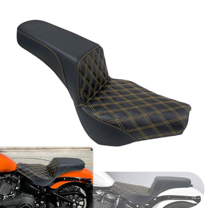 Bevel Two-Up Seat Driver Passenger Seat Yellow Stitching for Harley Softail 2018-2025 | HCmotorku
