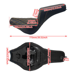 Bevel Two-Up Seat Driver Passenger Seat Yellow Stitching for Harley Softail 2018-2025 | HCmotorku