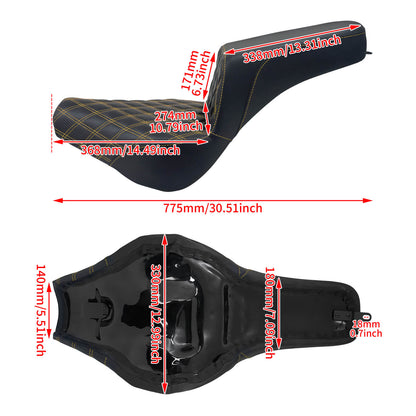 Bevel Two-Up Seat Driver Passenger Seat Yellow Stitching for Harley Softail 2018-2025 | HCmotorku