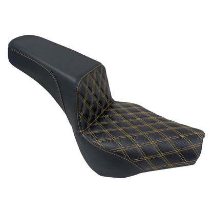 Bevel Two-Up Seat Driver Passenger Seat Yellow Stitching for Harley Softail 2018-2025 | HCmotorku
