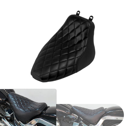 Solo Seat Cushion Black Single Line Diamond Fit For Harley Heritage Softail Deluxe 2006-2017 | HCmotorku