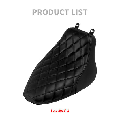 Solo Seat Cushion Black Single Line Diamond Fit For Harley Heritage Softail Deluxe 2006-2017 | HCmotorku
