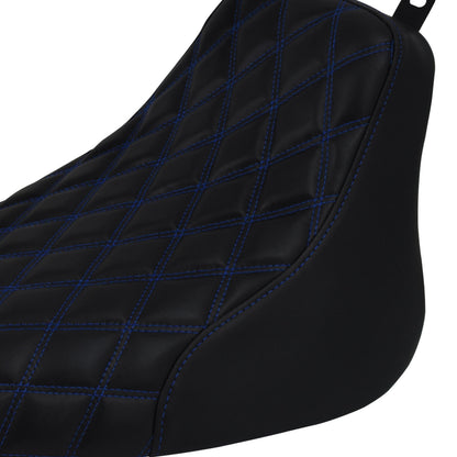 Solo Seat Cushion Blue line diamond Fit For Harley Heritage Softail Deluxe 2006-2017 | HCmotorku