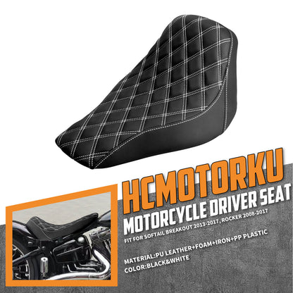 Driver Seat Front Black Solo White Line For Harley Softail Rocker 2008-2017 | HCmotorku