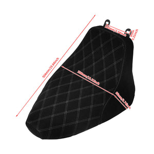 Solo Seat Cushion Suede White Line Diamond Fit For Harley Heritage Softail Deluxe 2006-2017 | HCmotorku