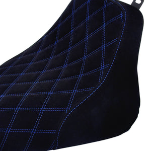 Solo Seat Cushion Suede Blue Line Diamond Fit For Harley Heritage Softail Deluxe 2006-2017 | HCmotorku