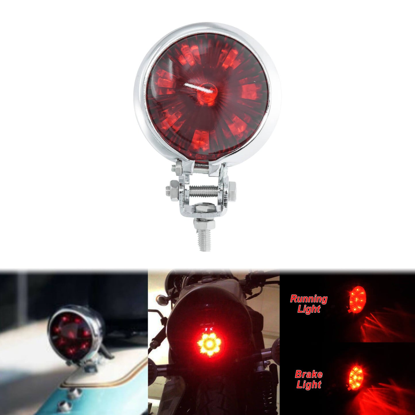 Rear Fender Tail Running Brake Stop Light Lamp Chrome Fit For Harley Sportster | HCmotorku