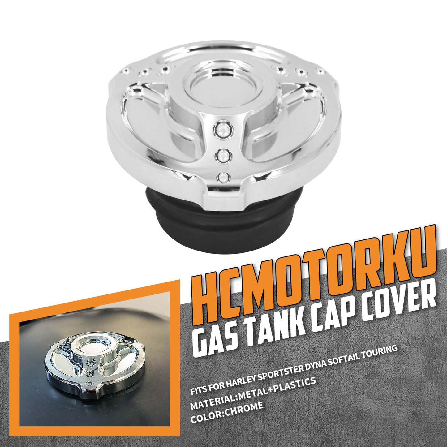 Fuel Tank Cover Gas Cap Vented Chrome Fit For Harley Softail FLFB FXSB 2000-2017 | HCmotorku