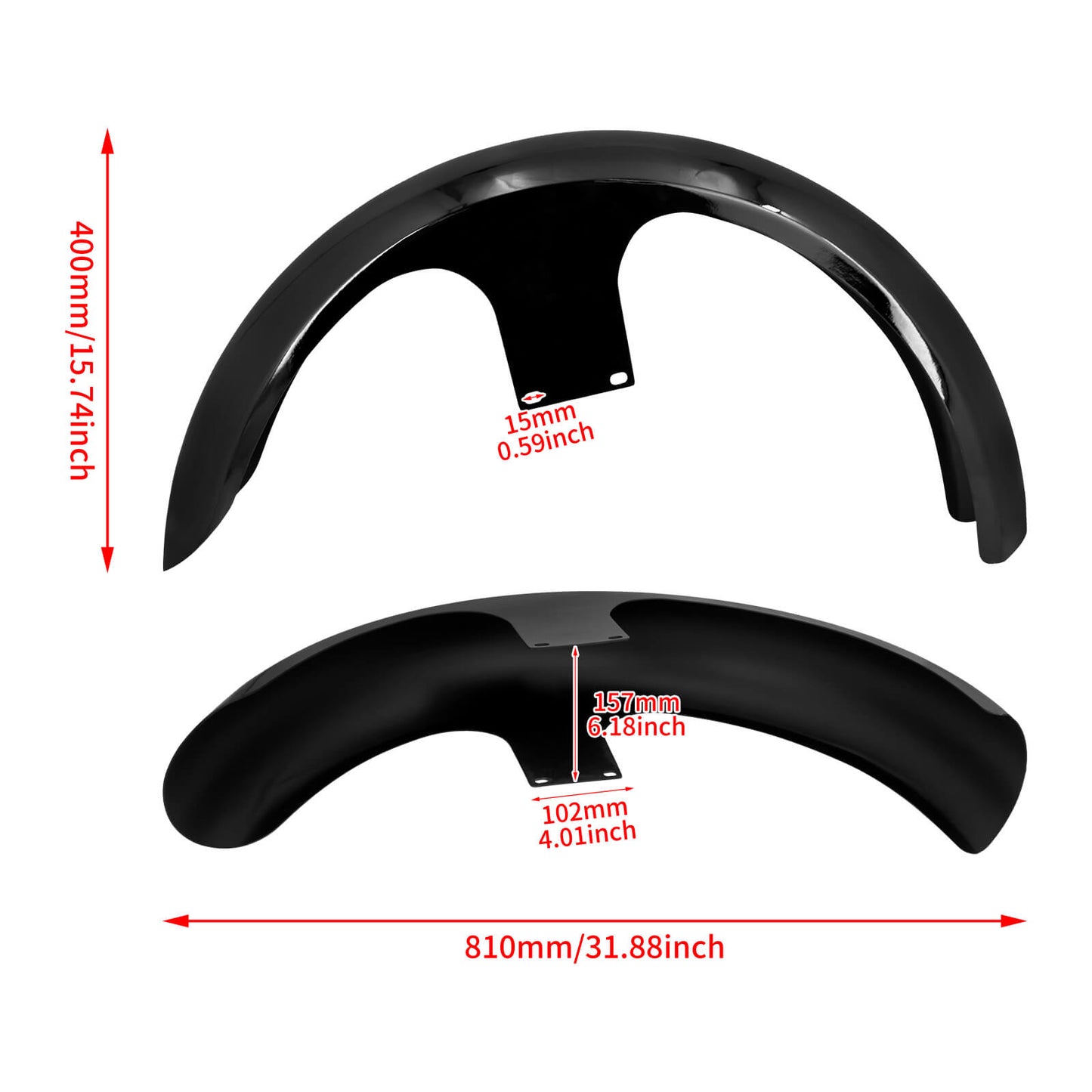 120/ 23" Wrap Front Fender Gloss Black For Harley Touring Ultra Limited Tri Glide | HCmotorku