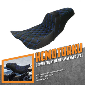 Driver Passenger Two Up Seat Gel Seats Blue For Harley Touring 2009-2023 | HCmotorku
