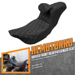 2-UP Seat with Adjustable Rider Backrest For Harley Touring 2009-2023 | HCmotorku